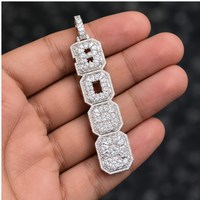 Pendentif personnalisé avec initiale de rappeur, diamant moissanite vertical, grand charme, argent 925 plaqué or rose, lettre de nom personnalisée, hip hop, fête