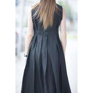 เดรสยาวแบบไม่มีแขนสำหรับผู้หญิง สีสันปรับแต่งได้ ทรงหลวม สวมใส่สบาย เหมาะสำหรับงานกลางคืน เป็นมิตรต่อสิ่งแวดล้อม ซักได้ เอวธรรมชาติ ผ้าฝ้าย 100% - Product Image 3