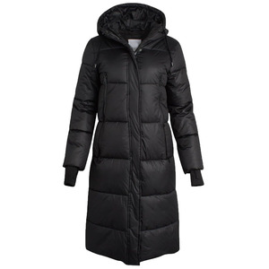 Custom Logo Nylon Long Puffer Hoodie Women Oversize Winter Coat Thicken Warm Duck Feather Over Knee Bubble <b>Jacket</b> - Product Image 1