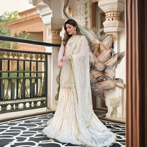 Vestido de Novia Pakistaní de Bollywood Personalizado, Estilo Sharara Gharara, Bordado en Georgette, Cintura Natural, Gran Venta - Product Image 1