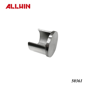 Adaptador de poste de vidrio con cuello perpendicular de acero inoxidable de estilo moderno y tapa de extremo con brida para aplicación en pasamanos de escaleras de hoteles - Product Image 2