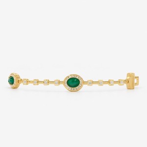 Emerald 925 Sterling Silver 14K Gold Plated Tennis <b>Bracelet</b> May Birthstone Luxury Fine Jewelry Elegant Gift For Women - Product Image 1
