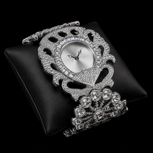 Elegante Reloj de Pulsera con Diamantes en Tono Plateado, Esfera Irregular y Diseño de Cristales Pavé para Mujer - Product Image 3