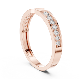 Bague en or rose à motif chevron ouvert avec diamants pour femme, bijoux minimalistes en moissanite, cadeau de mariage - Product Image 3
