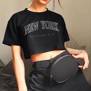 T-shirt court en coton 100 % pour femme, style streetwear estival, avec logo imprimé personnalisé, en molleton tricoté, tissu de qualité supérieure, faible MOQ - Product Image 6