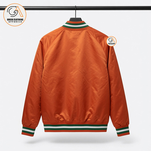 High Quality Wholesale Glossy Satin FAMU Bomber Jacket Custom <b>Covered</b> <b>Button</b> Rib Varsity Outerwear Hooded Eco-Friendly - Product Image 2