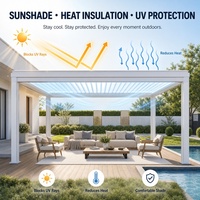 Pergola autoportante avec toit à lamelles en métal graphite et auvent à lamelles résistant aux intempéries pour un confort quotidien en extérieur – Style moderne