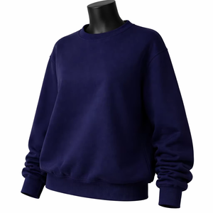 Sudadera extragrande con cuello redondo para mujer, con logotipos personalizados, tejido grueso, 100% algodón, servicio OEM - Product Image 3