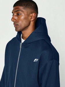 Vente en gros OEM : Sweats à capuche pour hommes, coupe courte et oversize, épais, avec fermeture éclair, logo personnalisé, épaules tombantes, fermeture éclair double curseur, 100% coton molletonné, USA - Product Image 6