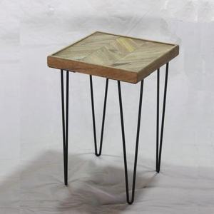 Table basse en bois avec structure en métal noir thermolaqué, produit très vendu d'un fabricant indien, table centrale décorative. - Product Image 3
