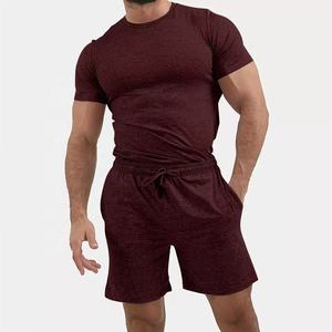 Survêtement personnalisé de couleur unie pour hommes, grande taille, Short à manches courtes, costume de sport, loisirs pour hommes, ensembles de Logo personnalisé pour hommes - Product Image 4