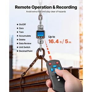 Bilancia Industriale a Gancio per Carichi Pesanti, Capacità Massima 3000 kg (6600 libbre), Struttura in Alluminio Pressofuso con Display LCD, Bilancia Digitale Sospesa - Product Image 5