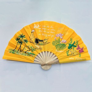 Abanicos de mano de bambú con tela de seda para bodas, abanicos portátiles para invitados, artesanía tradicional vietnamita - Product Image 5