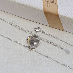 อุปกรณ์ทำเครื่องประดับเงินแท้ S925 ชุดจี้สร้อยคอรูปถ้วยชา ชามข้าวเคลือบทอง พร้อมจี้ไข่มุก 10-11 มม. สำหรับทำเครื่องประดับ - Product Image 4