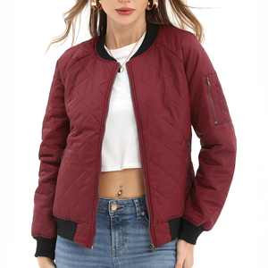 Créez votre propre logo, veste bomber d'hiver pour femmes, manches longues, tendance, couleur unie, veste bomber personnalisée - Product Image 1