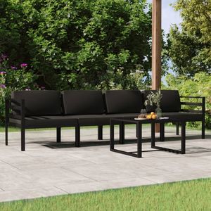 Juego de salón de patio de aluminio antracita de 5 piezas con cojines cómodos para muebles de exterior - Product Image 1