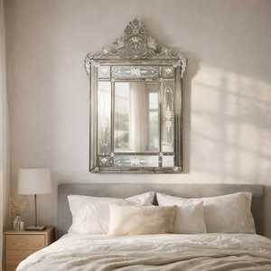 Miroir mural baroque vénitien de luxe, design vintage antique |   Miroir décoratif en verre orné pour salon, chambre à coucher, hôtel - Product Image 4
