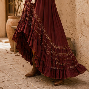 <b>Boho</b> Off Shoulder Maxi <b>Dress</b> Women Viscose Woven Breathable Anti-pilling <b>Summer</b> Beach <b>Dress</b> - Product Image 5