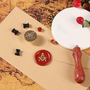 Sceau de cire maçonnique traditionnel avec équerre et compas, cadeau maçonnique, sceau de cire épée maçonnique, diamètre 1'' - Product Image 3