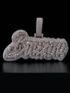 Iced Out Custom <b>Name</b> Pendant Rose Gold Hip Hop Diamond Letter Bubble Script <b>Chain</b> Necklace Jewelry Charm - Product Image 2