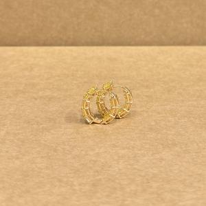 Designer <b>Gold</b> Hoop <b>Earrings</b> with Sparkling Yellow Stones Trendy Women’s Jewelry for Parties Weddings and Ethnic Outfits - Product Image 6