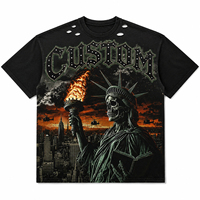 T-shirt à manches courtes pour homme, coupe classique, col en V, 100% coton, respirant, style streetwear, lavé