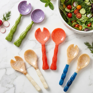 Cuillère de service à salade en résine perlée, nouveau style, design européen et américain, écologique, marque FAIZA CRAFT, compatible lave-vaisselle et four - Product Image 6