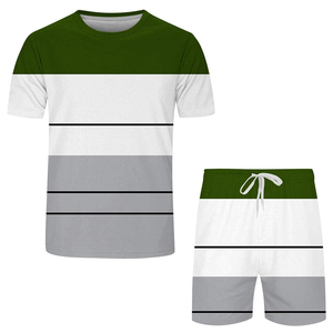 Ensemble sportif homme été à séchage rapide, tenue décontractée avec t-shirt col rond et short, ensemble sport pour adulte - Product Image 1