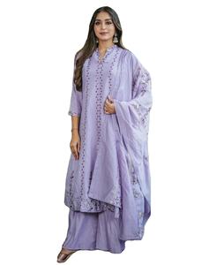 Tela de muselina de algodón y seda pura, color hermoso, con bordados elaborados, estilo Kurti para oficina y fiestas especiales, y venta al por mayor. - Product Image 1