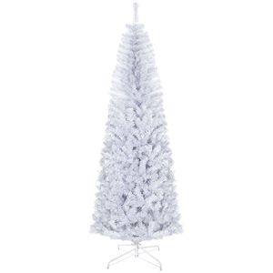 Albero di Natale Bianco a Forma di Matita da 210 cm con Luci Calde e Supporto, 818 Punte, per Decorazioni Interne e Feste - Product Image 1