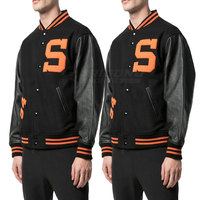 Concevez votre propre veste varsity avec logo sur le devant, col montant, manches en cuir, veste d'hiver pour homme de haute qualité