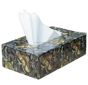 Caja de pañuelos de madera más vendida impresiones pintadas lacadas última y moderna caja de servilletas esmaltada elegante caja de soporte de pañuelos inteligente - Product Image 1
