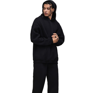 High Quality <b>Hoodie</b> Polyester Cotton Blank <b>Thick</b> Heavy Weight Pullover Custom Logo Drop Shoulder Fleece Oversized <b>Hoodie</b> for <b>Men</b> - Product Image 2