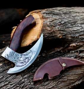 ขวานตัดพิซซ่าแบบวิกิ้ง งานตีขึ้นรูปด้วยมือ ระดับอุตสาหกรรมและงาน DIY ด้ามไม้โรสวูด เหล็กกล้าคาร์บอน พร้อมปลอกหนัง รับผลิตตามแบบ OEM - Product Image 2