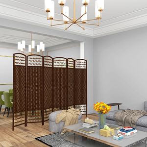 6-Panel Lightweight Brown Wave Fiber Paper Divider Panel Traditional Style <b>Folding</b> Privacy <b>Screen</b> for Home Office Room Partition - Product Image 2