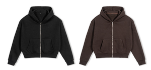เสื้อฮู้ดครอปพรีเมียมแบบซิป ผ้าฟลีซขนนุ่ม แต่งขอบยางยืด สีน้ำตาล เสื้อแจ็คเก็ตผู้หญิง สไตล์ลำลอง สตรีทแวร์ แฟชั่น น้ำหนักเบา รับสกรีนโลโก้ - Product Image 3