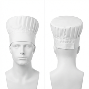 Gorro de Chef Blanco Premium 65/35 Polialgodón Twill 200 GSM con Diseño Plegado, Ajustable y con Logotipo Personalizado - Product Image 2