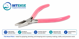 Alicates Profesionales de Punta Plana para Joyería, Herramienta de Precisión de Acero Inoxidable para Doblar Alambre con Mangos Rosados - Product Image 2