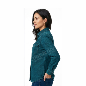 Chemise en jean pour femme à manches longues, boutonnée, décontractée, ample et douce, idéale pour le quotidien et les tenues féminines saisonnières - Product Image 5