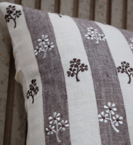 Hand Embroidered Tree Motif Striped 100% Linen Cushion Cover Decorative <b>Pillow</b> Case Modern Home Sofa <b>Decor</b> Wholesale Supplier - Product Image 3