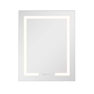 Miroir LED éclairé 24 x 30, encastré au mur, armoire à pharmacie de salle de bain, 3 couleurs, miroir HD à intensité variable, horloge, étagères réglables - Product Image 1