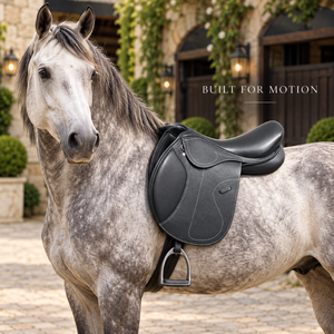 Silla de montar de cuero oscuro de alto rendimiento con asiento esculpido |   Sillín Ecuestre Inglés con Solapa Texturizada y Costuras Finas - Product Image 2