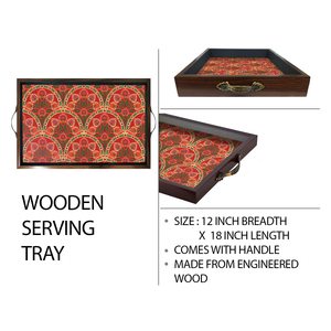 Bandeja de Servir de Madera de Diseño Vintage de Alta Calidad con Asas, Bandejas Decorativas de Madera Hechas a Mano, Duraderas y Largas, para la Venta - Product Image 5