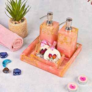 Artistic Resin Bathroom Set With Soap <b>Dispenser</b> And Toothbrush Holder For Home Decoration - Product Image 2
