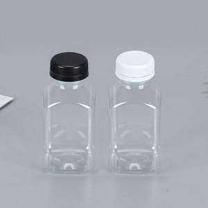 Bouteille en plastique PET carrée de 250 ml (8 oz) sérigraphiée avec couvercle inviolable pour jus, smoothies et boissons - Product Image 3