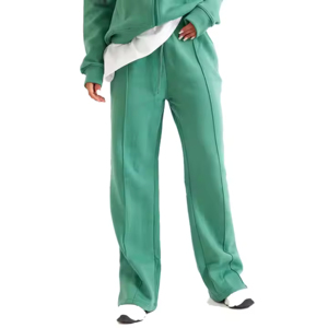 Ensemble de survêtement vert pour femme, manches longues, col montant, coupe décontractée, couleur unie, respirant, en polyester, pour l'automne - Product Image 2