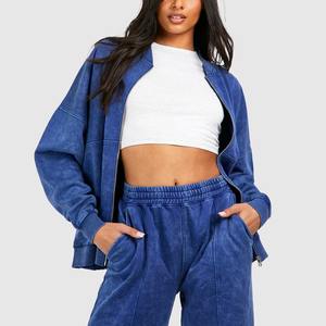 Chándal de Algodón con Logotipo Personalizado / Ropa Casual y Deportiva para Mujer, Chándal con Lavado Ácido - Product Image 3