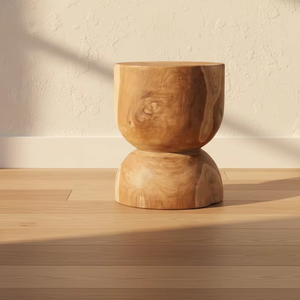 Tabouret de salon en teck d'inspiration scandinave avec finition écologique pour appartement, salon, villa et intérieurs commerciaux - Product Image 5