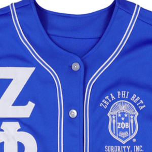 Maillot de baseball bleu roi Zeta Phi Beta, broderie de lettres grecques ZPB, chemise de sport universitaire boutonnée pour femme, qualité supérieure - Product Image 5