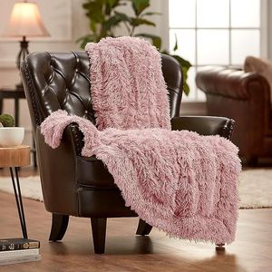 Premium Solid Aubergine 50\" X 65\" Faux Long Fur <b>Throw</b> Blanket Soft and Fuzzy <b>for</b> Bed or <b>Couch</b> - Product Image 3